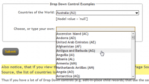 Visural Wicket Examples - Drop Down (Combobox)